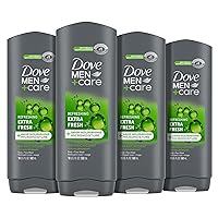 Dove Men+Care Body Wash Extra Fresh 4 Count for Men's Skin Care Body Wash Effectively Washes Away Bacteria While Nourishing Your Skin 18 oz