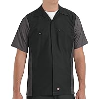 Red Kap Tall Size Ripstop Crew Shirt, Short Sleeve, Black/Charcoal, 3X-Large