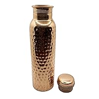 Copper Water Bottle (30oz/900ml) w/Copper Tumbler, Carrying Bag & Deco Sleeve | Pure Copper Bottle for Drinking Water | Authentic Ayurvedic Copper Bottle