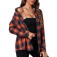 Deer Lady Plaid Flannel Shirts for Women Buffalo Plaid Shirts Oversized Long Sleeve Casual Button Down Blouse Top