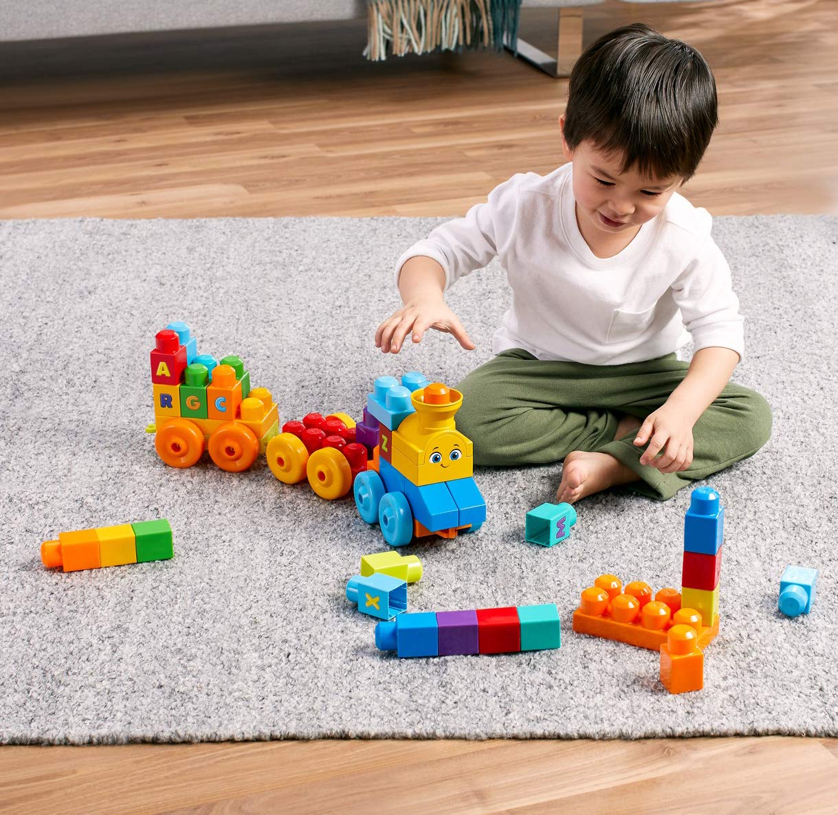 MEGA BLOKS Fisher-Price ABC Blocks Building Toy, ABC Musical Train with 50 Pieces, Music and Sounds for Toddlers, Gift Ideas for Kids Age 1+ Years