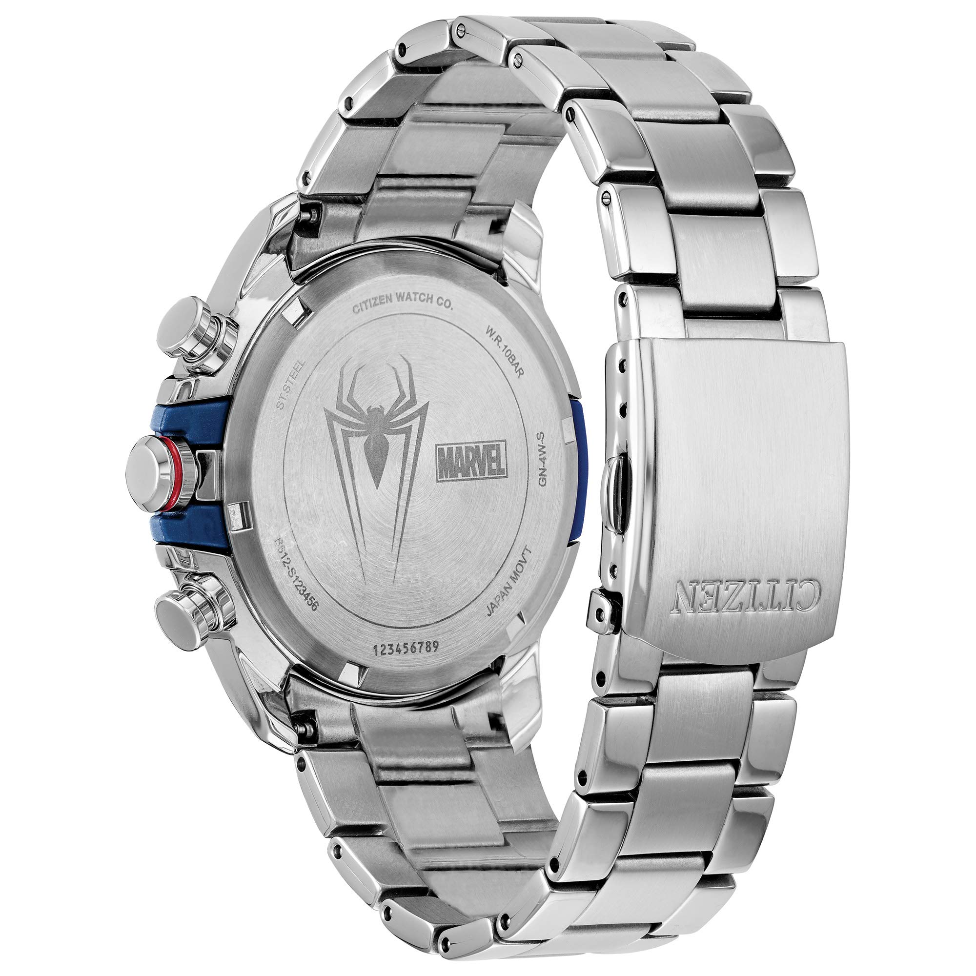 Citizen Men's Eco-Drive Marvel Spider Man Watch in Stainless Steel, Spider Man Art Blue and Red Dial (Model: CA0429-53W)