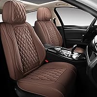 Full Coverage Leather Car Seat Covers Full Set Fit for Cars Trucks Sedans with Waterproof Leatherette in Automotive Seat Cover Accessories (Brown)