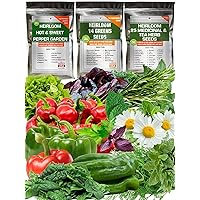 Collection of Lettuce, Hot, Sweet Pepper, Including Culinary Medicinal Herb Seeds for Gardening - Heirloom Non-GMO USA Grown - Total 13650+ Seeds for Planting Outdoor Indoor and Hydroponic