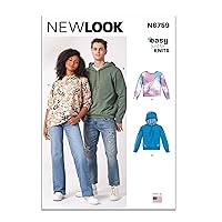 New Look Easy Misses' and Men's Sweatshirts Hood Variations Sewing Pattern Kit, Design Code N6759, Sizes S-M-L-XL-XXL, Multicolor