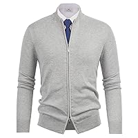 PJ Paul Jones Mens Casual 2-Way Zip Cardingan Sweater Stand Collar Full-Zip Sweater Jacket