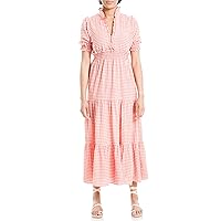 Max Studio Women's Plaid Smocked Tiered Maxi Dress