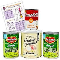 Gluten Free Green Bean Casserole Bundle with - (2) Del Monte French Cut Green Beans Canned, (1) Gluten Free Crispy Fried Onions (1) Campbell's Gluten Free Cream of Mushroom Soup Condensed and (1) Wyked Yummy Kitchen Conversion Chart Magnet