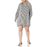 City Chic Women's Long Sleeve Striped Neck Detailed Tunic Dress