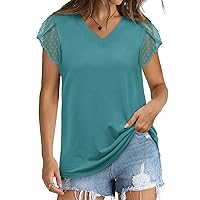 WIHOLL Womens Summer Tops 2024 Fashion Trendy Short Sleeve Shirts V Neck Dressy Casual Outfits Clothes