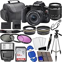 Canon EOS Rebel SL3 DSLR Camera with EF-S 18-55mm Lens Bundle 3 Lens Kit with 64GB Memory, Wide Angle Lens, Telephoto Lens, Carrying Case, Flash + Pro Kit (Renewed)