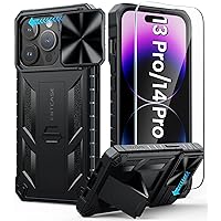 FNTCASE for iPhone 14-Pro/13-Pro Phone Case: 13 Pro Cases & 14 Pro Case Military Grade Drop Proof Mobile Cover with Kickstand | Rugged Shockproof Protective Cell Phonecase for Apple 14pro/13pro 6.1''