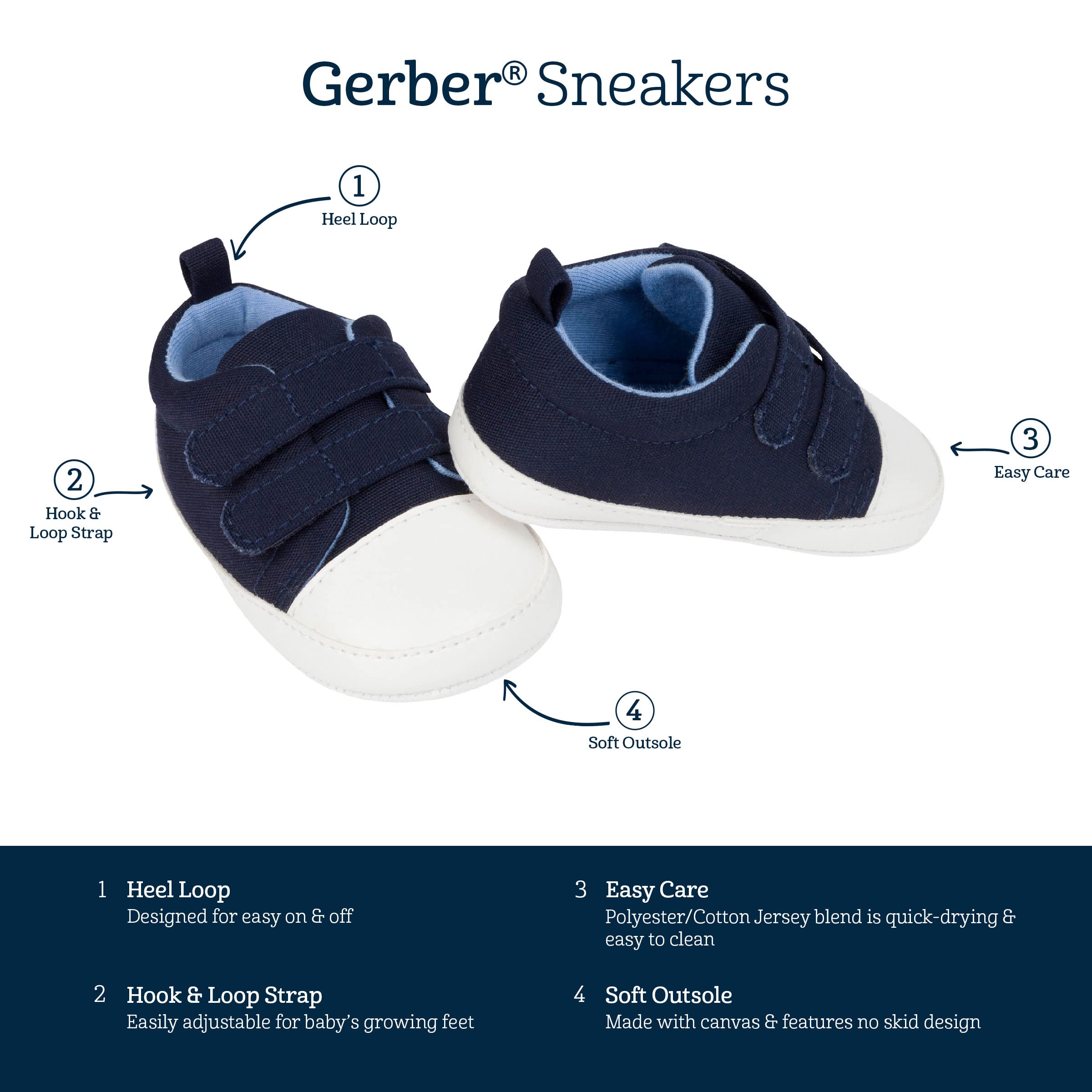 Gerber Unisex-Child Sneakers Crib Shoes Newborn Infant Toddler Neutral Boy Girl