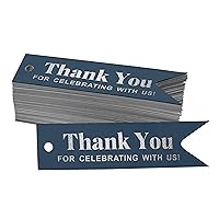 Silver Foil Paper Hang Tags Thank You for Celebrating with Us Bridal Shower Favor Tags 100 Pieces