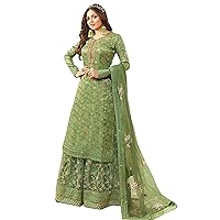 STELLACOUTURE Indian fashion silk and net material palazzo type salwar kameez with net dupatta for women (5401)