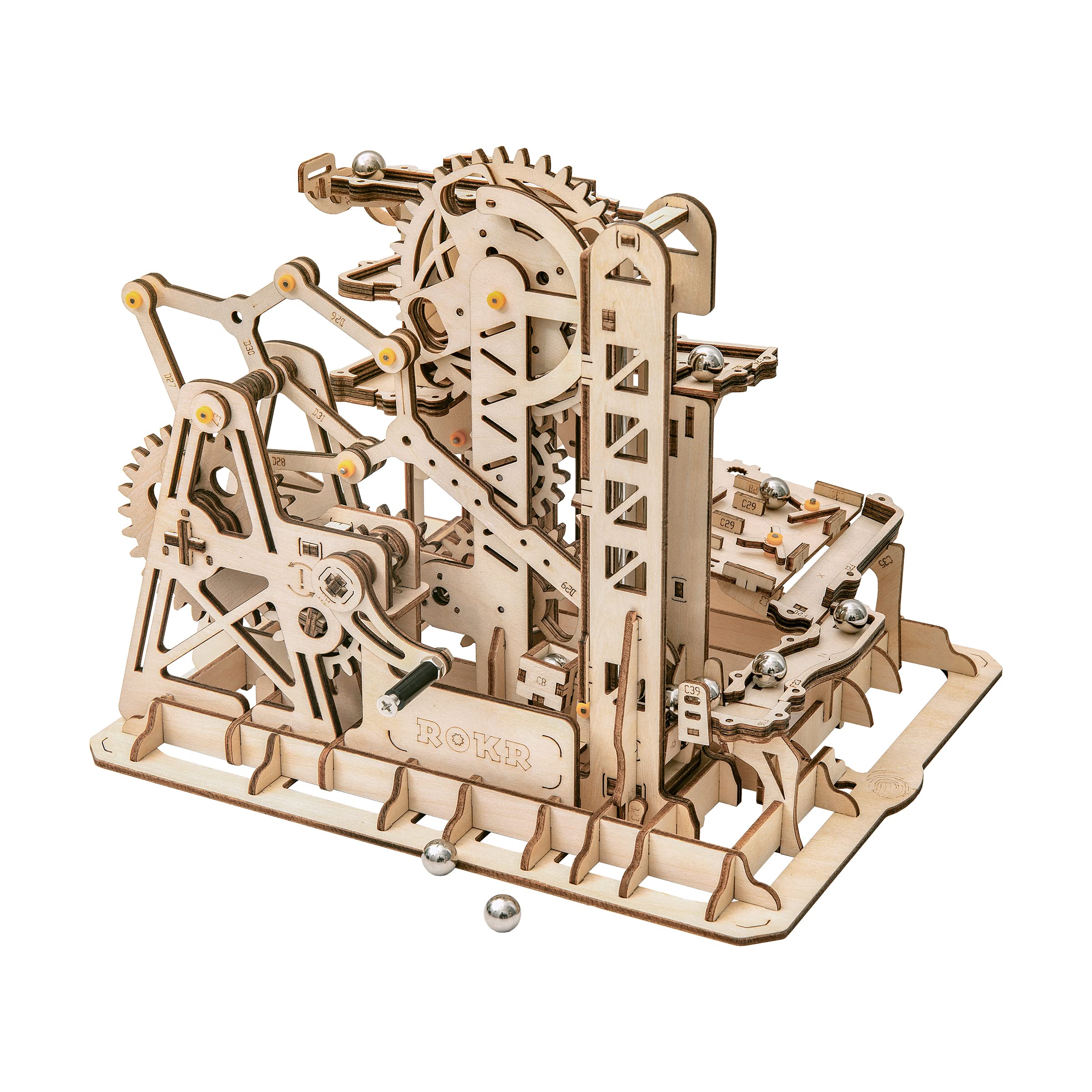 ROKR DIY Woooden Marble Run Mechanical Model Building Kits Coaster Construction 