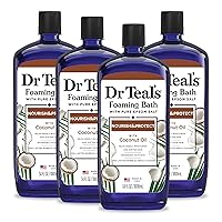 Dr Teal's Foaming Bath with Pure Epsom Salt, Nourish & Protect with Coconut Oil, 34 fl oz (Pack of 4) (Packaging May Vary)