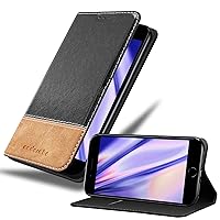 Book Case Compatible with Apple iPhone 8 Plus / 7 Plus / 7S Plus in Black Brown - with Magnetic Closure, Stand Function and Card Slot - Wallet Etui Cover Pouch PU Leather Flip
