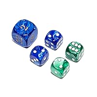 Bello Games Deluxe Marbleized Dice Sets-Green/Blue 5/8