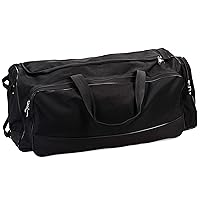 Champion Sports Wheeled Equipment Bag: Large Nylon Athletic Travel Bag with Wheels for Baseball, Football, Basketball, Soccer, Hockey, and Training , Black