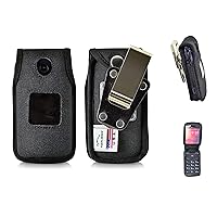 Flip Phone Case for Alcatel GO FLIP 3, Rugged and Heavy Duty Fitted Cover W/Rotating Detachable Metal Clip - TB (Black - Nylon)
