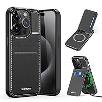 DUX DUCIS Case for iPhone 15 Pro Case Wallet with Kickstand and Credit Card Holder [Compatible with MagSafe] Leather Heavy Duty Protective Case Cover Funda for iPhone 15 Pro (6.1