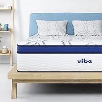 Vibe Quilted Hybrid Mattress, 12-Inch Innerspring and Pillow Top Gel Memory Foam Mattress, Fiberglass Free, CertiPUR-US Certified Bed in a Box, Full, White