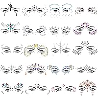 SIQUK 20 Sets Face Jewels Stick on Face Gems Rave Face Jewel Stickers Rhinestones Face Crystal Eye Jewels for Festival Rave Carnival Party