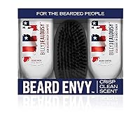 Beard Envy Facial Hair Refining Kit - with Beard Wash Beard Control and Boar Bristle Brush for Clean, Hydrated, Soft, Tamed Unruly Mane