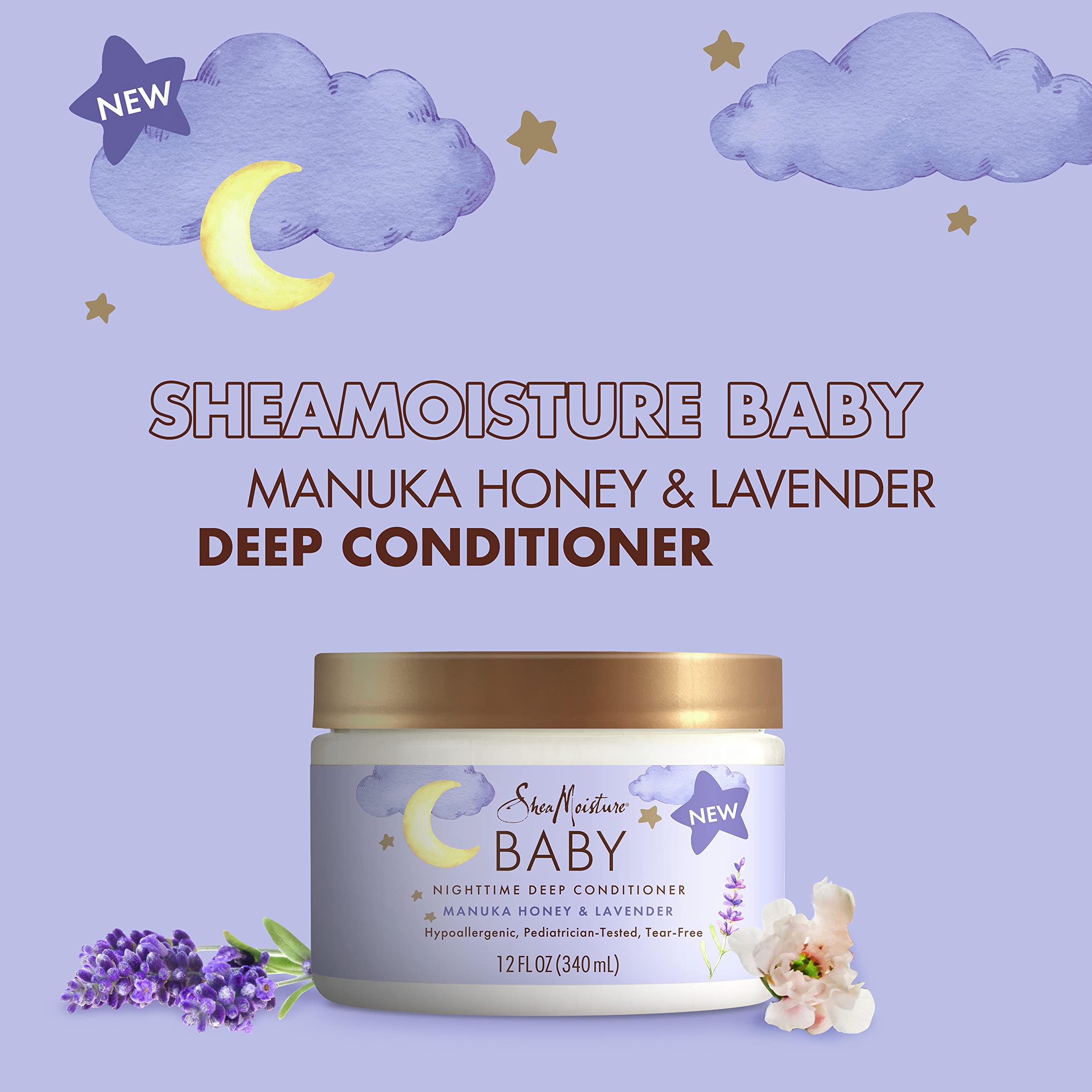 SheaMoisture Baby Deep Conditioner Manuka Honey & Lavender for Delicate Hair and Skin Nighttime Skin and Hair Care Regimen 12 oz