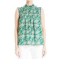 Max Studio Women's Crepe Sleeveless Mock Ruffle Neck Blouse