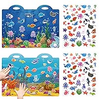 3D Sea Animals Puffy Sticker Play Set Kids 2-4 Toys Gifts Sticker Book Under the Sea Window Gel Clings Decals for Toddlers Home Airplane Classroom Nursery Ocean Party Supplies Decorations Removable 100 Reusable Puffy Stickers 2 Fold-Out Scenes