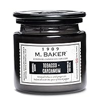 M. Baker by Colonial Candle Scented Apothecary Glass Jar Candle, Tobacco & Cardamom, Natural Soy Wax Blend, 14 Oz, Two Premium Cotton Wicks, Single (Black Pepper, Cardamom, Ginger, Nutmeg, Cinnamon)