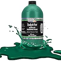 Deep Ocean Teal Acrylic Ready to Pour Pouring Paint - Premium 32-Ounce Pre-Mixed Water-Based - for Canvas, Wood, Paper, Crafts, Tile, Rocks and More