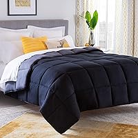 LINENSPA Reversible Down Alternative Comforter and Duvet Insert - All-Season Comforter - Box Stitched Comforter - Bedding for Kids, Teens, and Adults – Black/Graphite - Twin