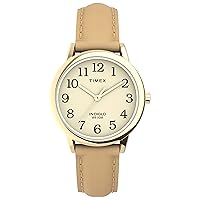 Timex Women's Easy Reader 30mm Watch – Gold-Tone Case Cream Dial with Tan Leather Strap