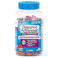 Digestive Advantage Probiotic Gummies For Digestive Health, Daily Probiotics For Women & Men, Support For Occasional Bloating, Minor Abdominal Discomfort & Gut Health, 60ct Strawberry