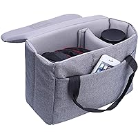 BOMKEE Camera Inserts Protective Bag Padded Insert Camer Cube Water Resistant DSLR SLR Case Foldable Liner for Sony,Canon,Nikon,Olympus Camera Lens Accessories Grey
