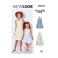 New Look Easy Children's and Girls' Sun Dress Sewing Pattern Kit, Code N6727, Sizes 3-4-5-6-7-8-10-12-14, Multicolor