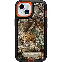OtterBox iPhone 15, iPhone 14, and iPhone 13 Defender Series Case - REALTREE EDGE (Blaze Orange/Black/RT Edge) , rugged & durable, with port protection, includes holster clip kickstand