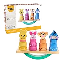 Just Play Disney Wooden Toys Winnie the Pooh Balance Blocks, 17-Piece Set, Officially Licensed Kids Toys for Ages 18 Month