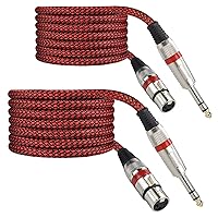 BIFALE Nylon Braided Microphone Cable TS 6.35mm Mono Jack Unbalanced Microphone Cable Heavy Duty Mic Cable XLR Female to 1/4 TS Cable 10ft 2Pack 