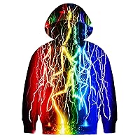 Asylvain Graphic Hoodies for Boys Girls 3D Print Novelty Colorful Cool Kids Sweatshirts Size 6-15 Years