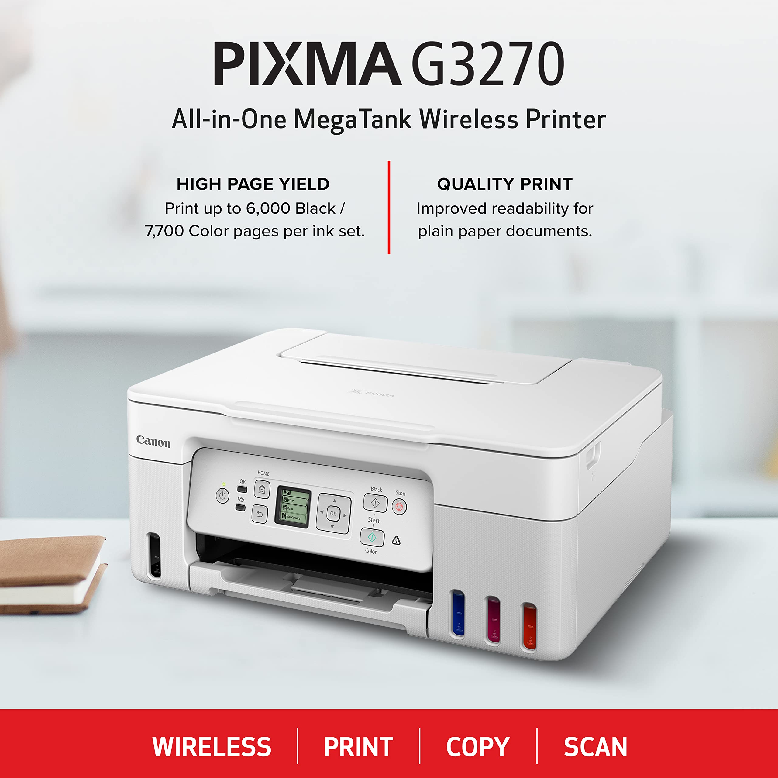Canon PIXMA G3270 - Wireless MegaTank All-in-One Printer