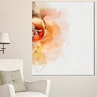Orange Rose Watercolor Flower Glossy Metal Wall Art-12x28, 12x28