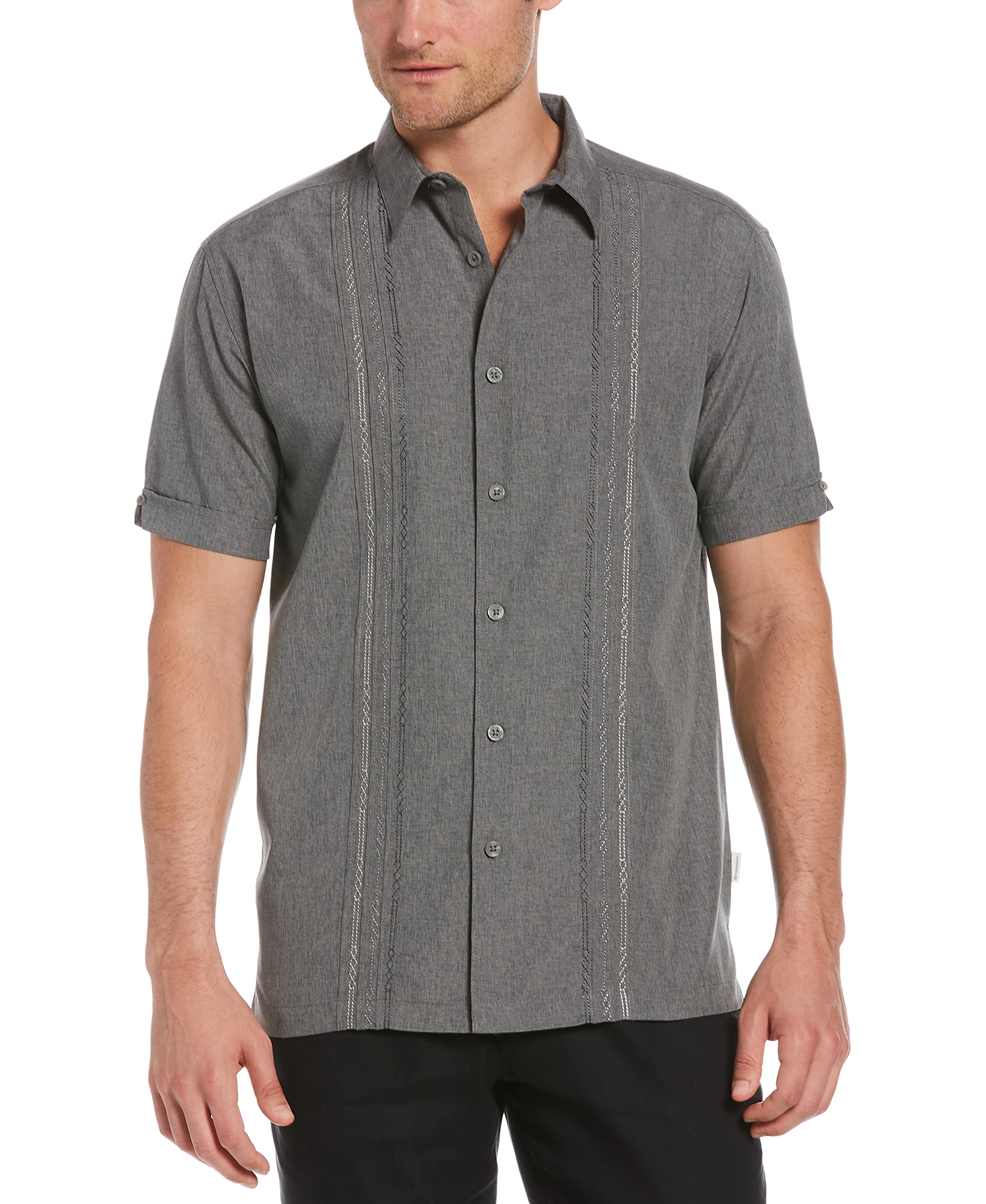 Cubavera Men's Chambray Pintuck Short Sleeve Button-Down Shirt (Size Small-4x Big & Tall)