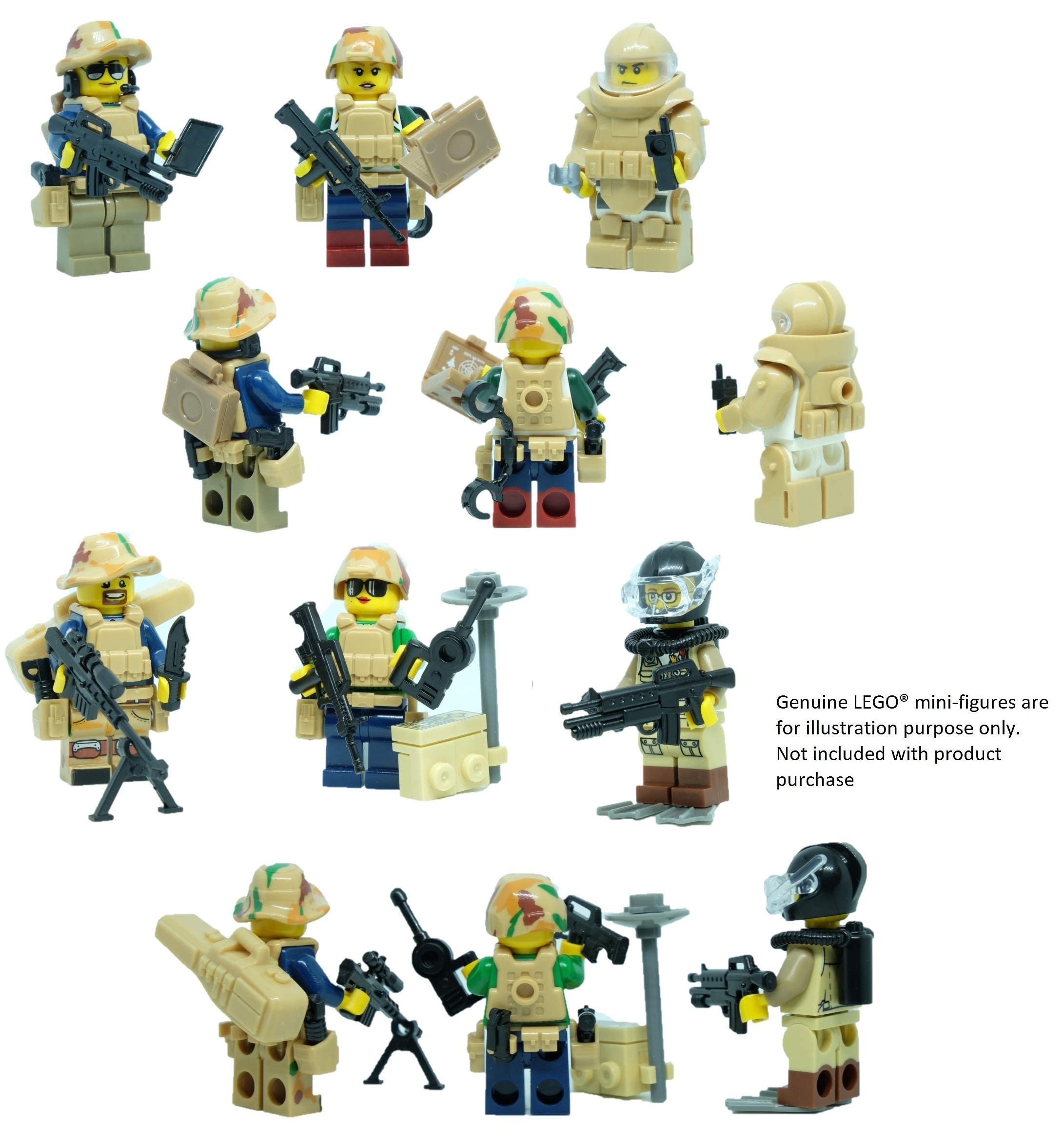 QPZ Minifigures Armor and Weapons Accessories Pack 12 Distinct Outfits Compatible with Army Soldier Minifigures from Leading Brand
