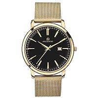 Accurist Mens Stainless Steel Japanese Quartz Vintage Style Watch With Milanese Mesh Bracelet, Sunray Dial, Date Window, 30m Water Resistant, Adjustable Safety Clasp, 2 year guarantee.