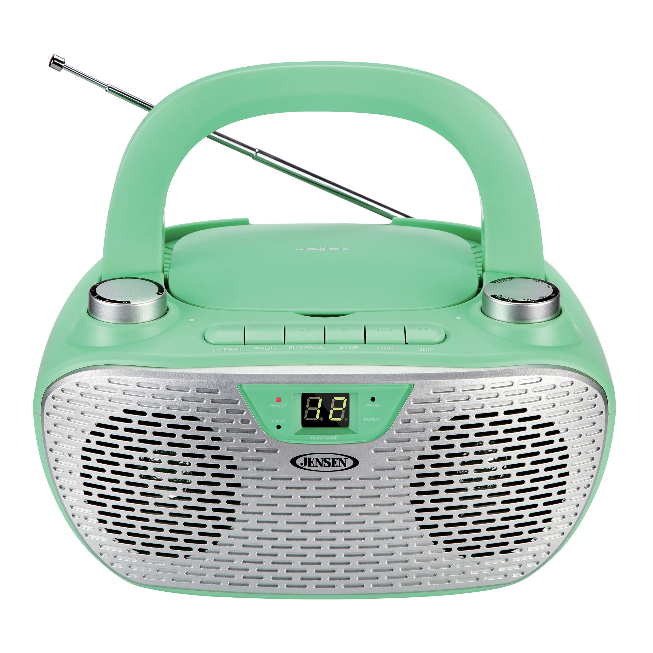 JENSEN CD-485-GR CD-485 1-Watt Portable Stereo CD Player with AM/FM Radio (Green)
