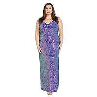 Long Swirl Pattern Sequins Gown W/V Front and Back